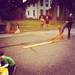 Rubber chickens are launched by homemade catapult. (tomphilips3)